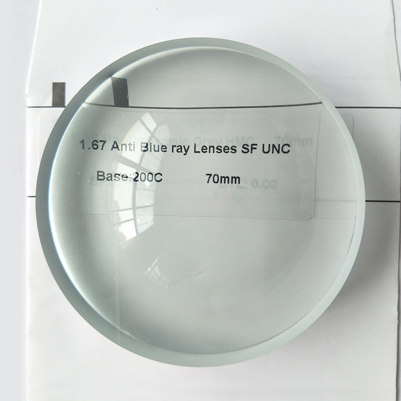 1.67 반제품 블루 블록 단초점 렌즈